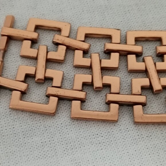 ❤️Vintage RENOIR MODERNIST Copper Square Link Bracelet - Picture 3 of 6